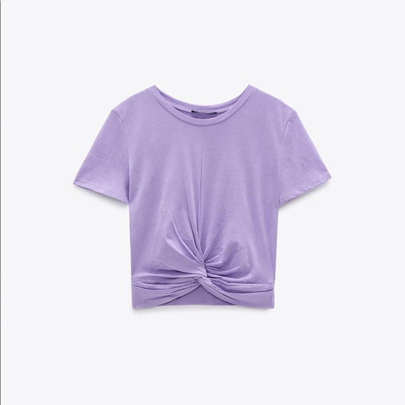 Zara knotted t-shirt in mauve size L - Picture 1 of 8